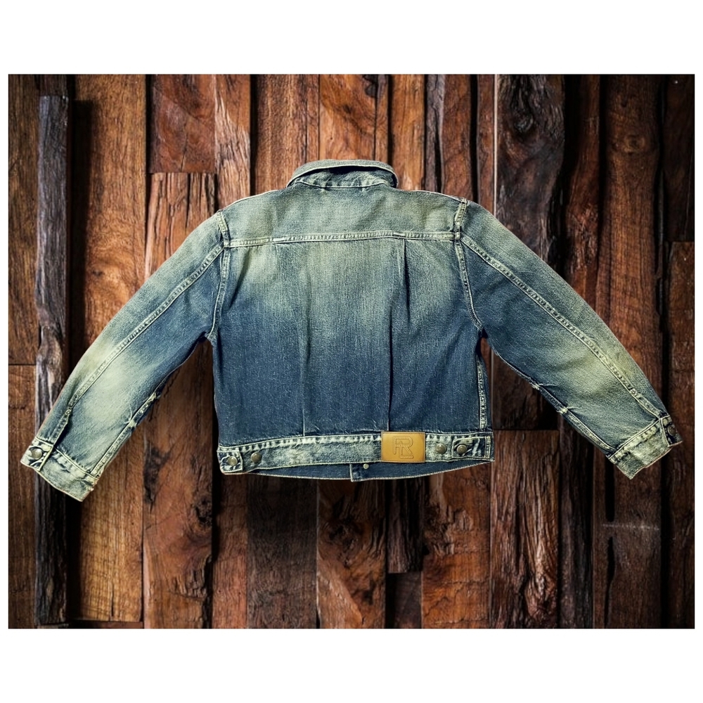 ☆NWT☆RALPH LAUREN PURPLE LABEL DISTRESSED DENIM JACKET- WOMEN'S SIZE LARGE - Picture 2 of 13